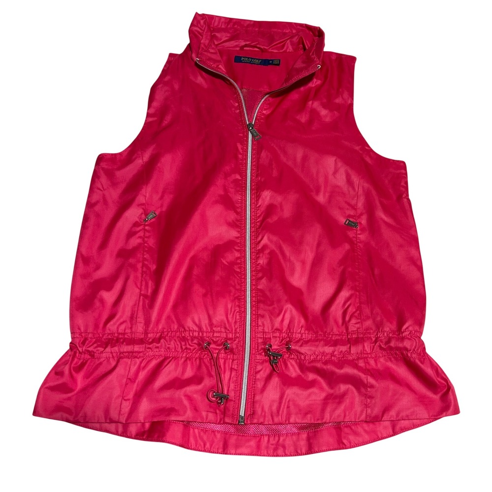 Polo Golf Ralph Lauren Vest Womens Medium Pink Full Zip Windbreaker Lightweight